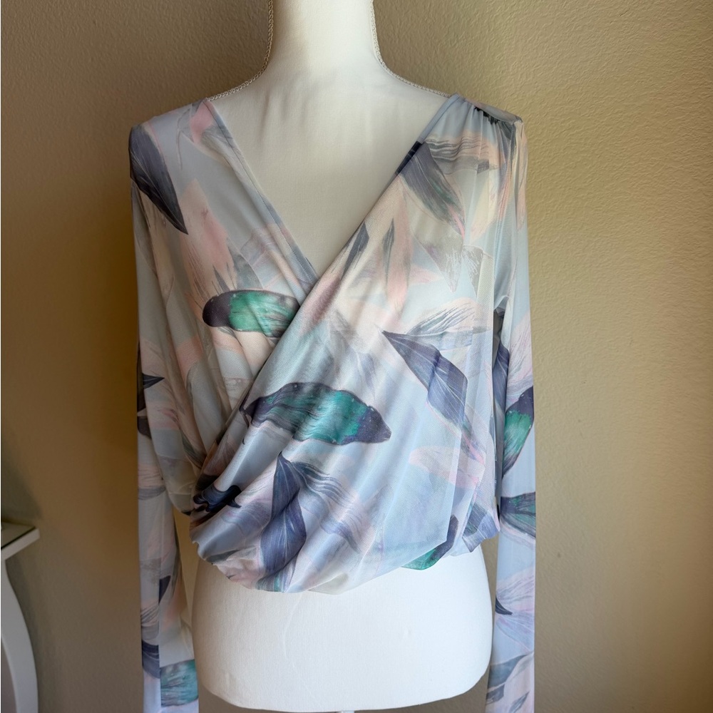 Fabletics Light Blue Floral-Print Muscle Tee View 2